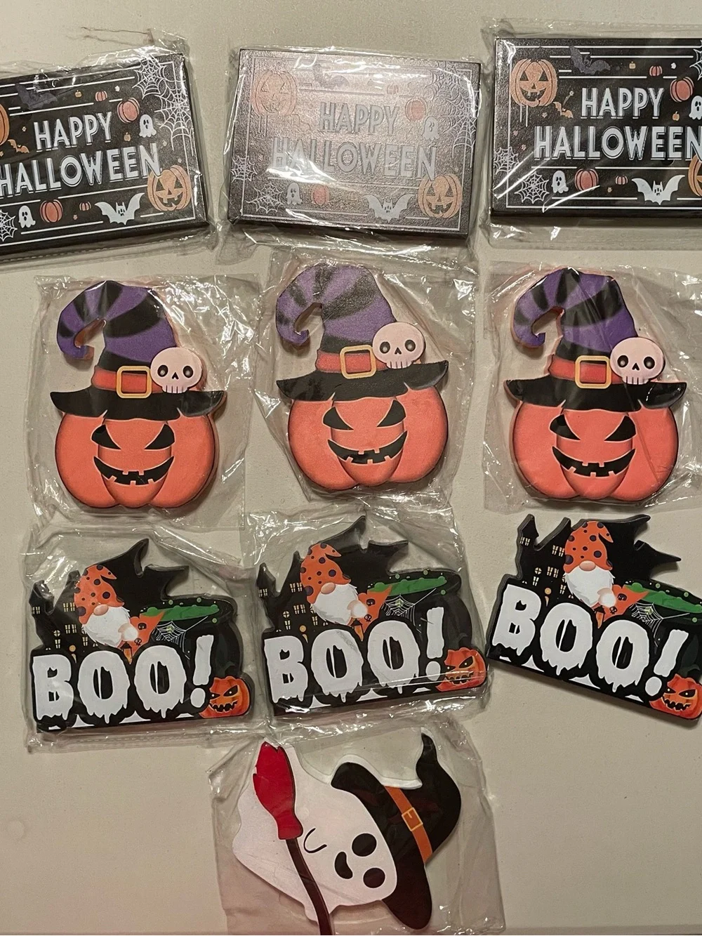 Halloween Pumpkin & Ghost Party Decorations - Wooden 10pc New
